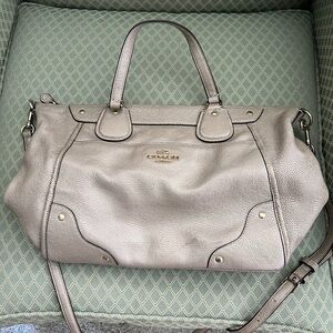 Coach Metallic Silver Satchel Bag
